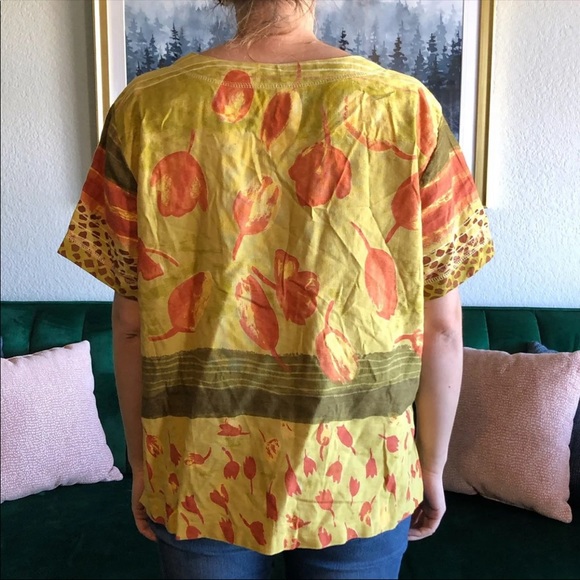 Vintage Alex Kim Abstract Floral Button Down Top - Picture 3 of 4